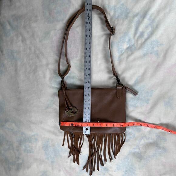 Lucky Brand Leather Fringe Purse Shoulder Crossbody Bag Bohemian Cottage Hippie - Picture 5 of 8